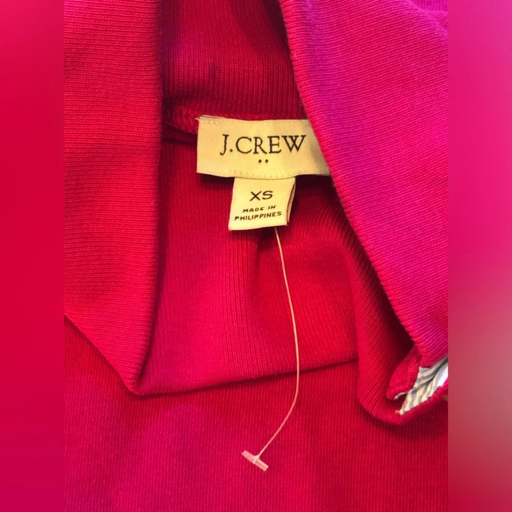 NWOT Jcrew wide button collar sweatshirt rasberry pink Sz XS marks inside collar - Picture 6 of 8
